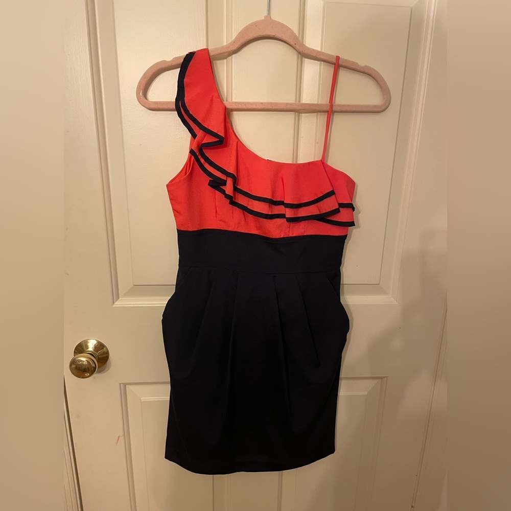 Cute navy and deep coral Teeze Me dress size 5